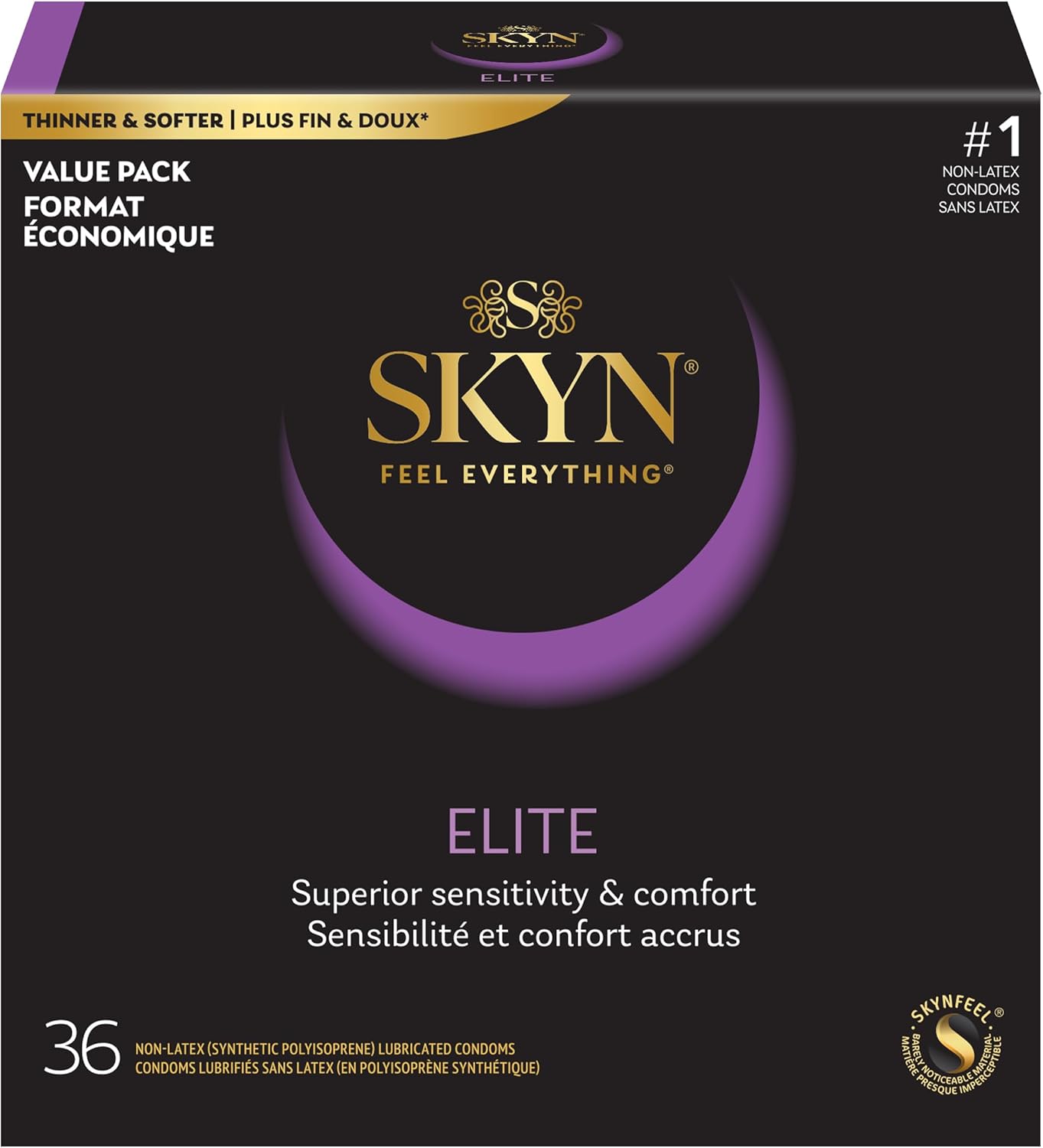 SKYN Elite – 36 Count – Ultra-Thin, Lubricated Latex-Free Condoms